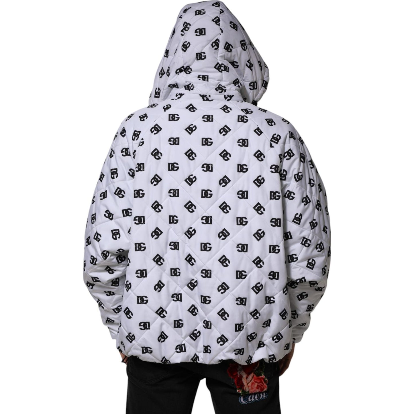 Dolce & Gabbana White DG Monogram Hooded Quilted Jacket JKT41557-48