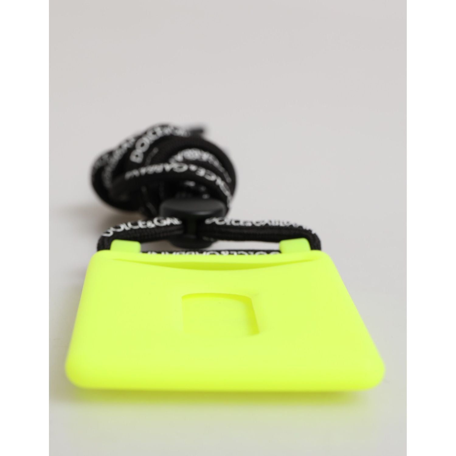 Dolce & Gabbana Yellow Green Rubber DG Embossed Adjustable Badge Holder