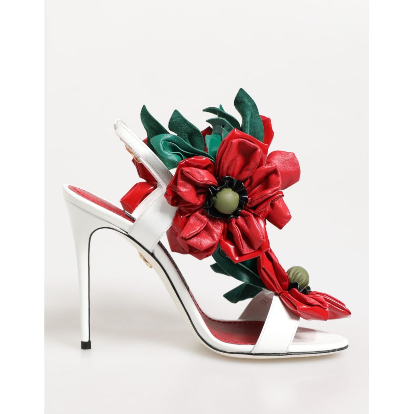 Dolce & Gabbana White Red Floral Detailing Sandals Shoes