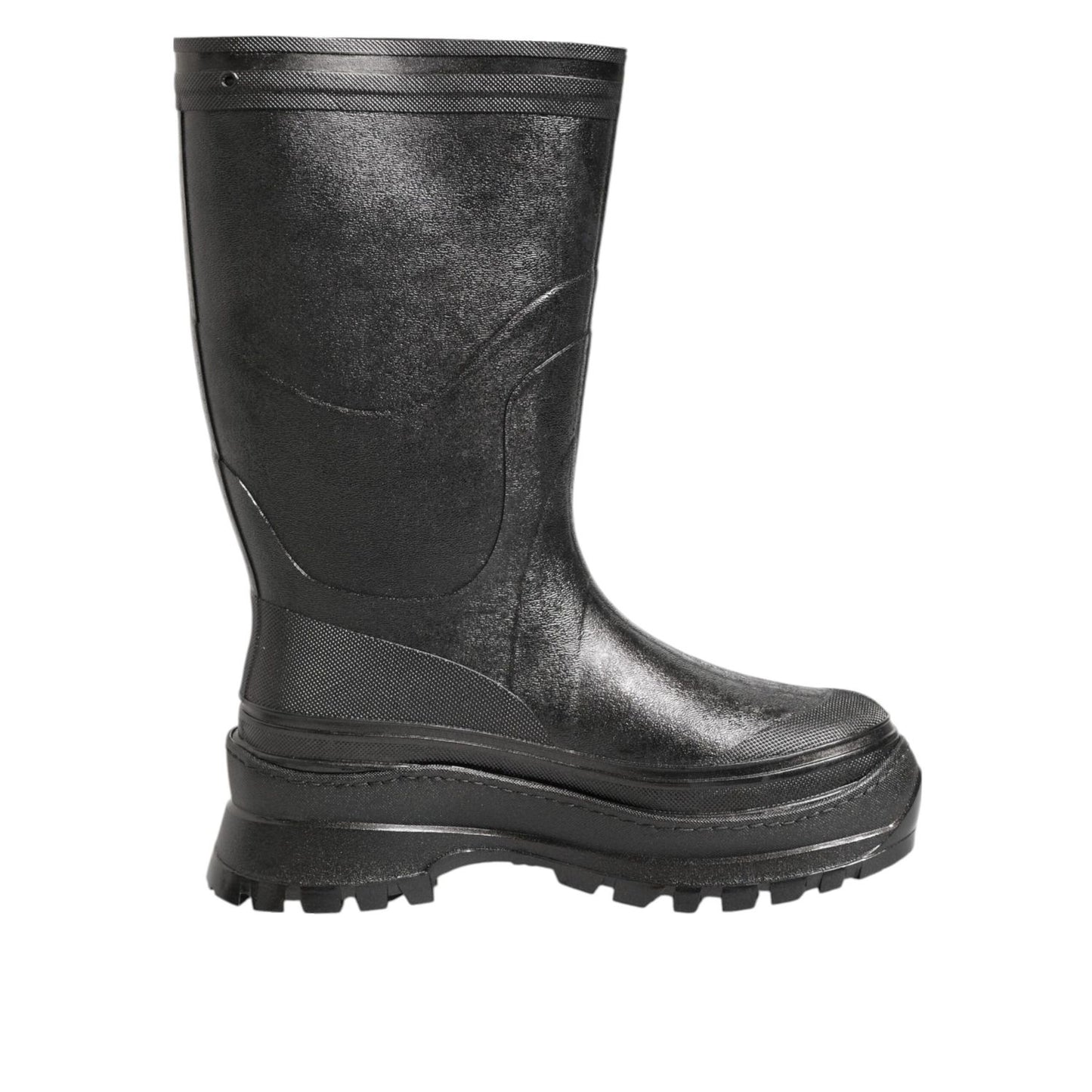 Dolce & Gabbana Metallic Black Pull On Rain Boots Men Shoes