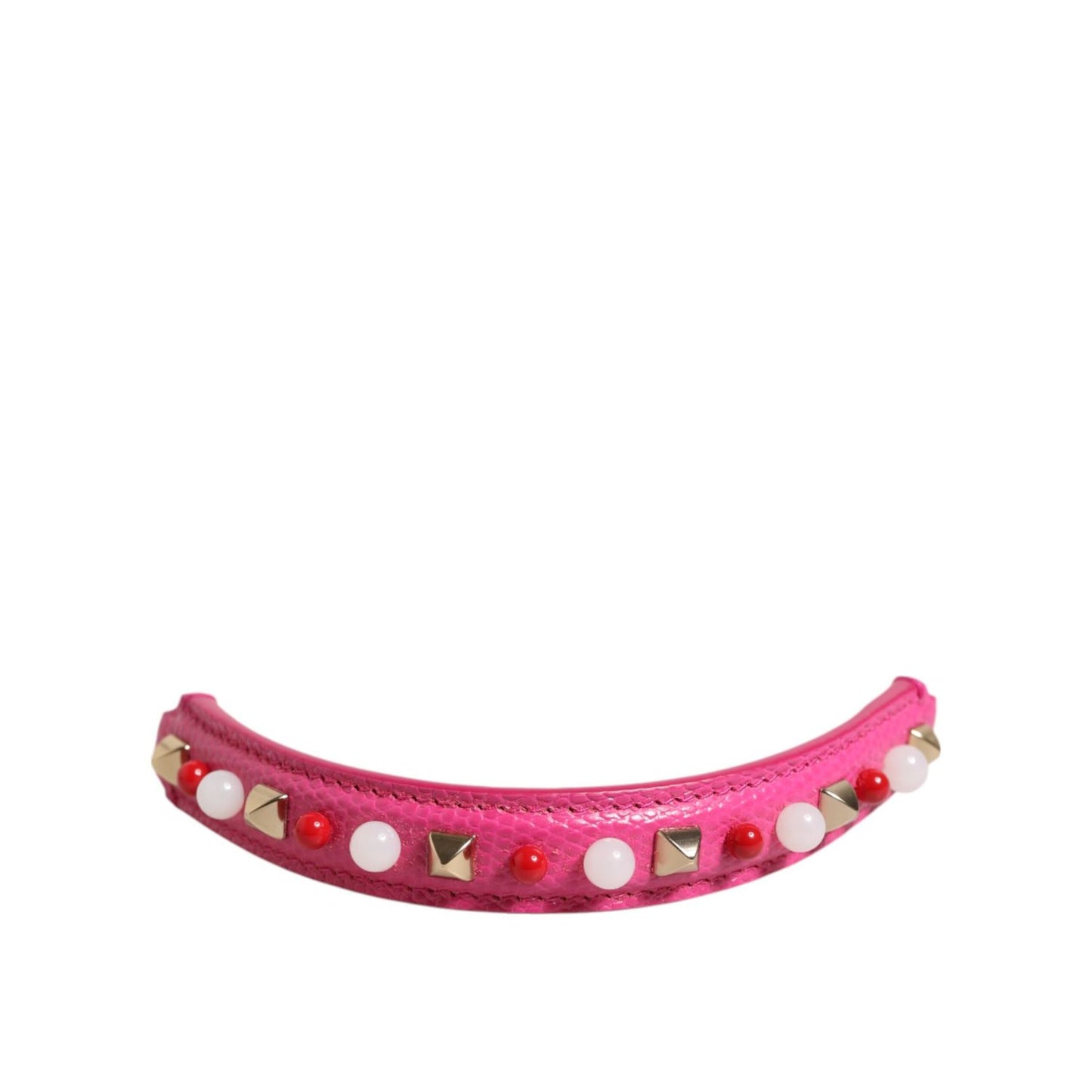 Dolce & Gabbana Pink Embellished Leather Bag Handle Women Shoulder Strap