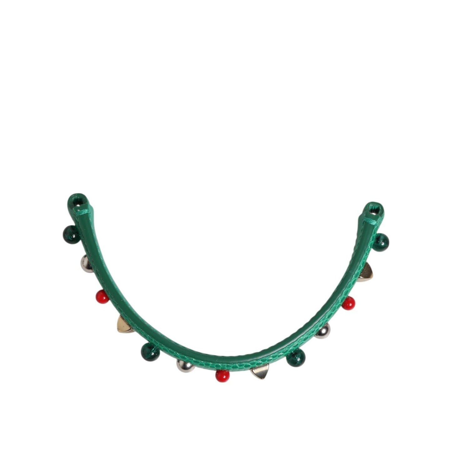 Dolce & Gabbana Green Embellished Leather Bag Handle Women Shoulder Strap