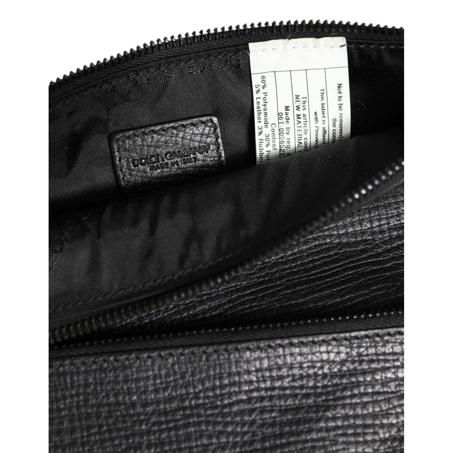Dolce & Gabbana Black Palmellato Leather Logo Plaque Shoulder Borse Bag