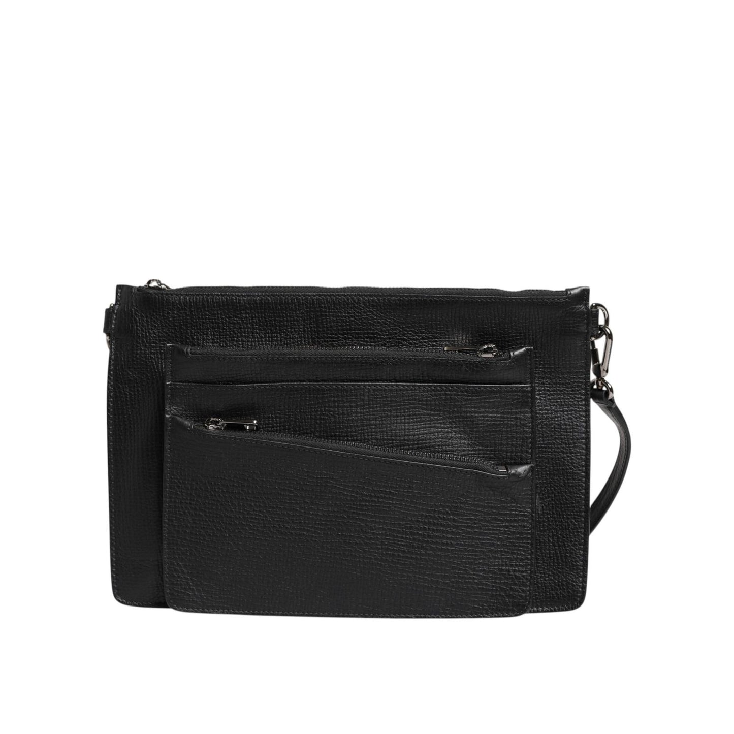 Dolce & Gabbana Black Palmellato Leather Logo Plaque Shoulder Borse Bag