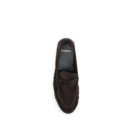 Saint Laurent Brown Calf Leather Bos Taurus Slip-On Loafers