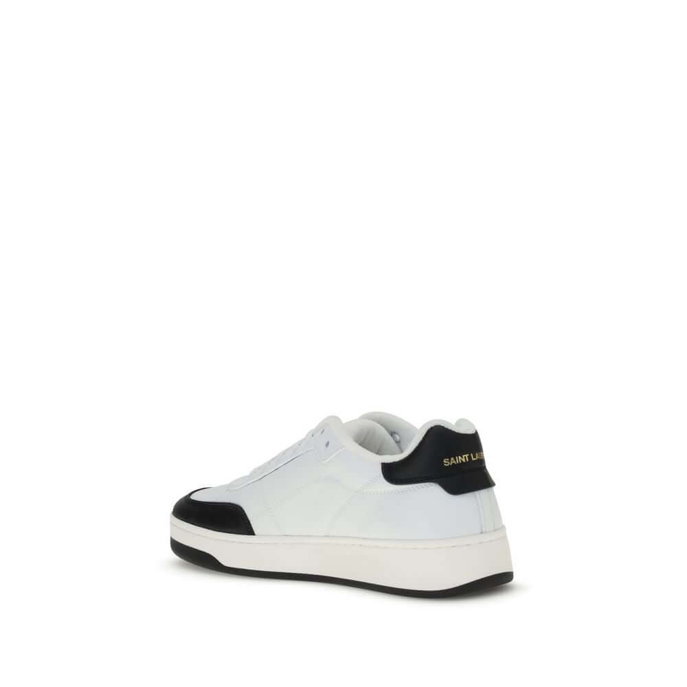 Saint Laurent White Calf Leather Bos Taurus Low Top Sneakers with flat sole and suede panel for AW25