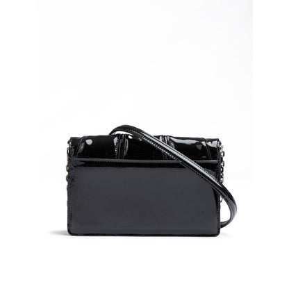 Ferrari Black GT patent leather bag with chain