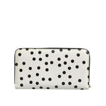 Dolce & Gabbana White Black Dotted Leather Zip Around Continental Wallet