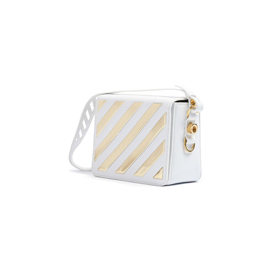Off-White White/Gold Metallic Stripe Crossbody Bag