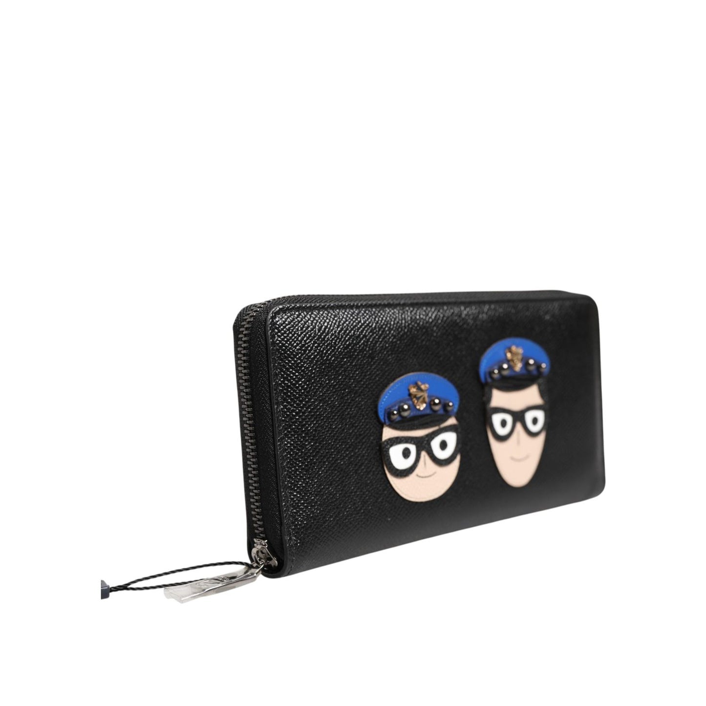 Dolce & Gabbana Black Leather #DGFAMILY Zipper Continental Mens Wallet