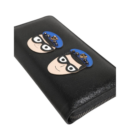 Dolce & Gabbana Black Leather #DGFAMILY Zipper Continental Mens Wallet