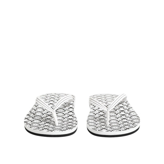 Dolce & Gabbana Black White Logo Beachwear Flats Slipper Shoes