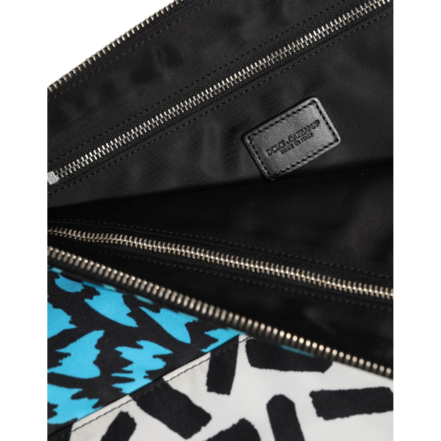 Dolce & Gabbana Multicolor Printed Nylon Logo Plaque Men Clutch Pouch Bag