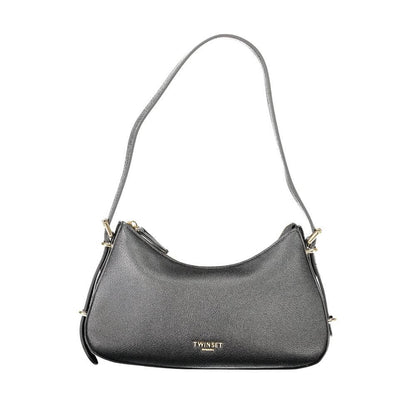 Twinset Black Polyethylene Women Handbag with removable strap and zip closure, perfect for versatile styling and secure storage.