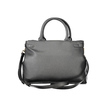 Twinset Black Polyethylene Women Handbag with detachable strap, dual compartments, and central zip pocket for versatile day-to-night use.
