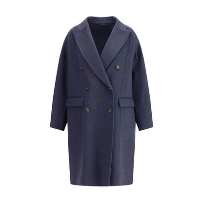 Brunello Cucinelli Blue Cashmere Coat
