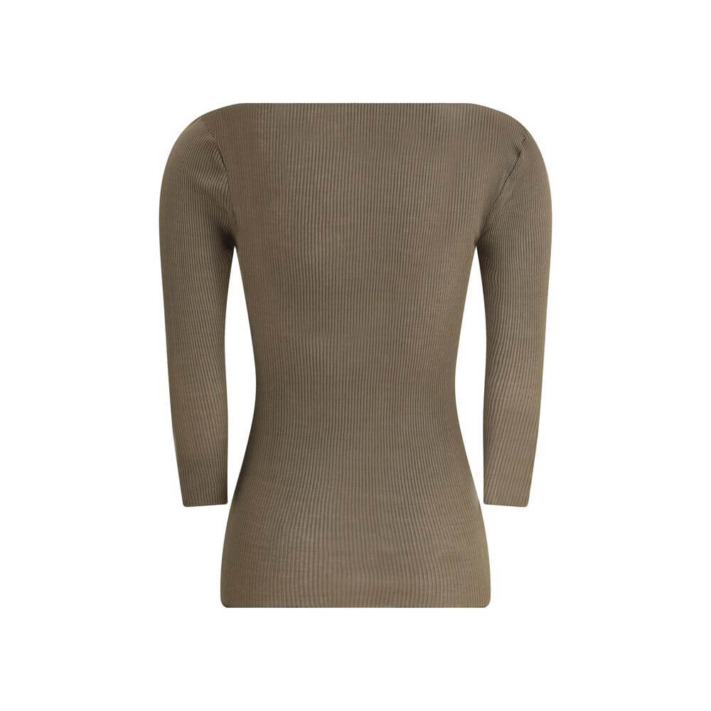 Isabel Marant Green Cotton Top with long sleeves, ribbed design, and front button closure, perfect for versatile everyday wear.