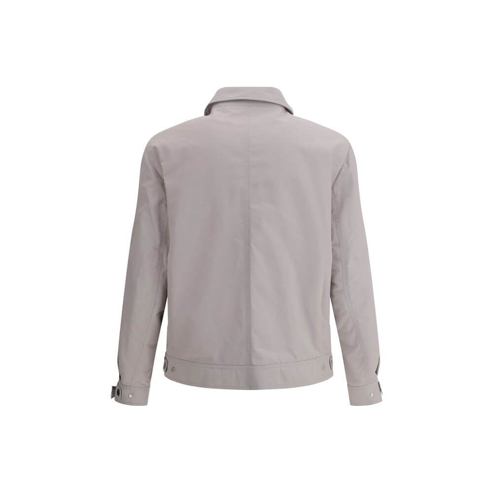 Back view of Brunello Cucinelli White Polyamide Coat with classic collar and adjustable cuffs.