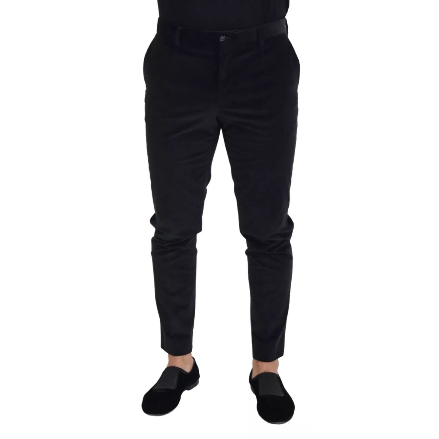 Dolce & Gabbana Black Stretch Cotton Slim Trousers Chino Pants