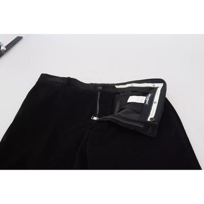 Dolce & Gabbana Black Stretch Cotton Slim Trousers Chino Pants
