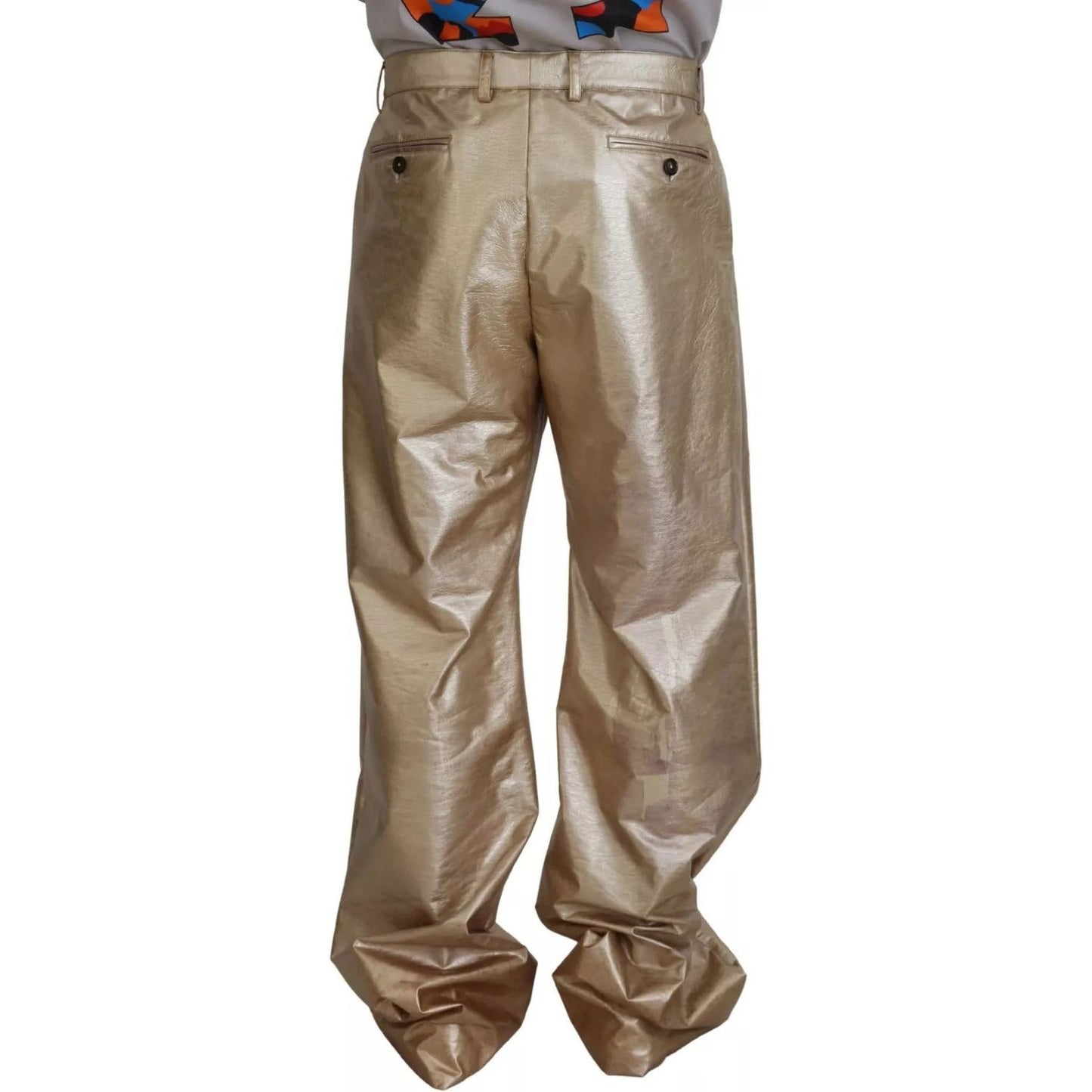 Dolce & Gabbana Metallic Gold Polyester StraightTrouser Pants PAN74390-48