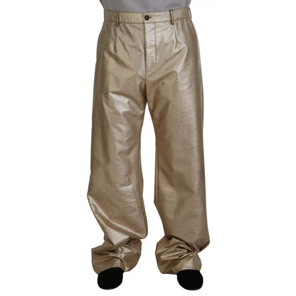 Dolce & Gabbana Metallic Gold Polyester StraightTrouser Pants
