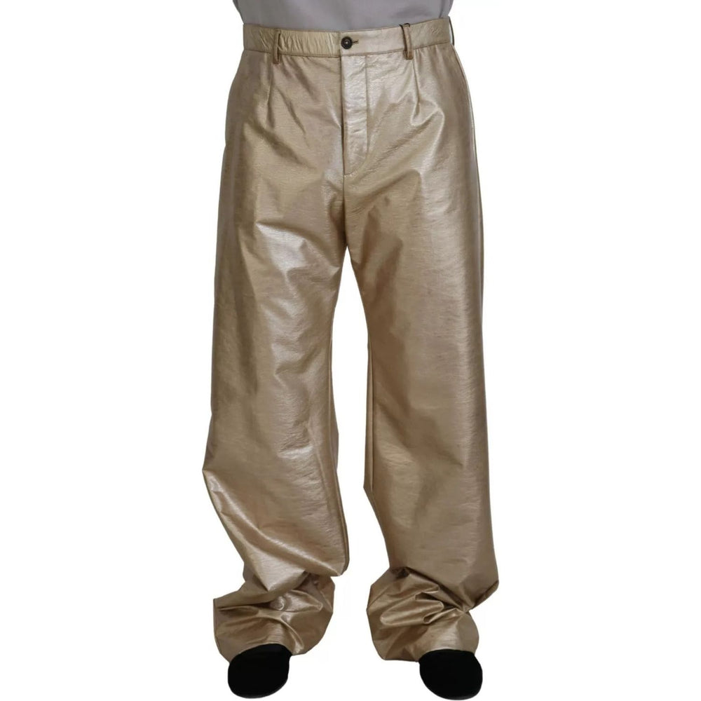 Dolce & Gabbana Metallic Gold Polyester StraightTrouser Pants PAN74390-48