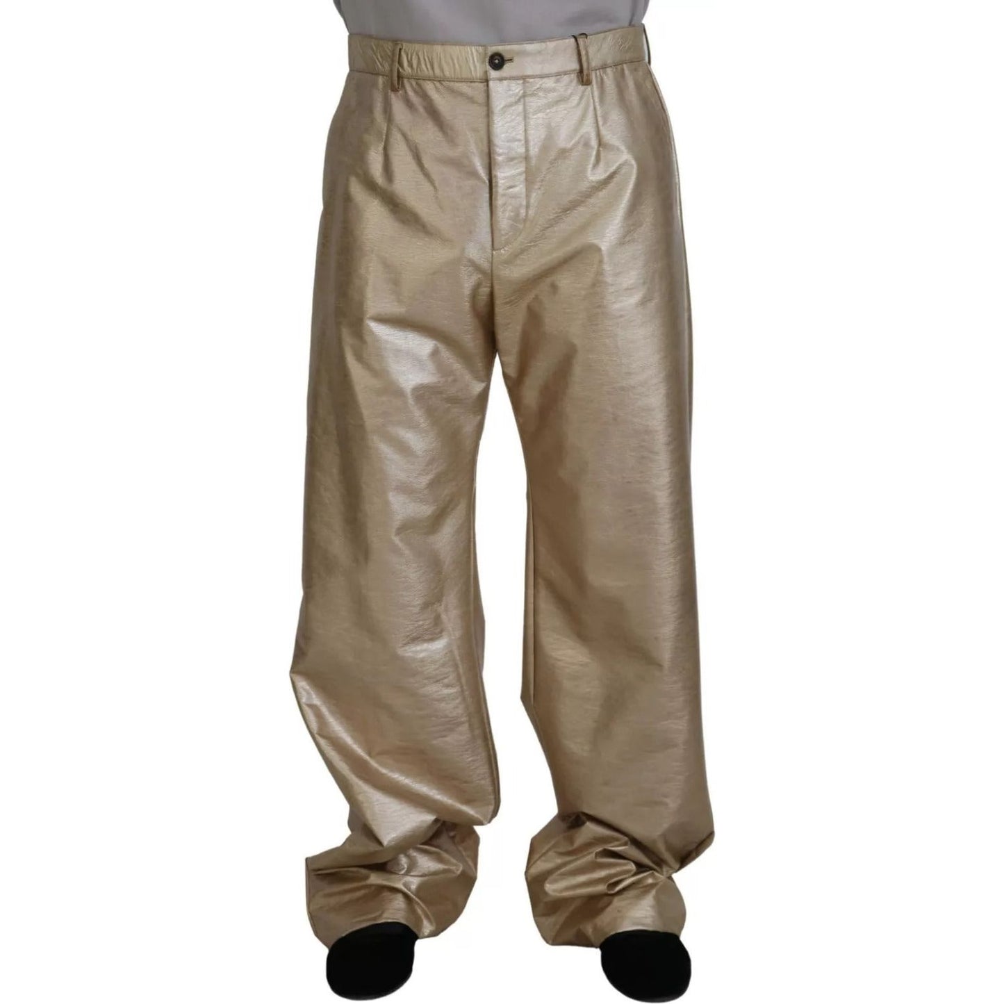 Dolce & Gabbana Metallic Gold Polyester StraightTrouser Pants PAN74390-48