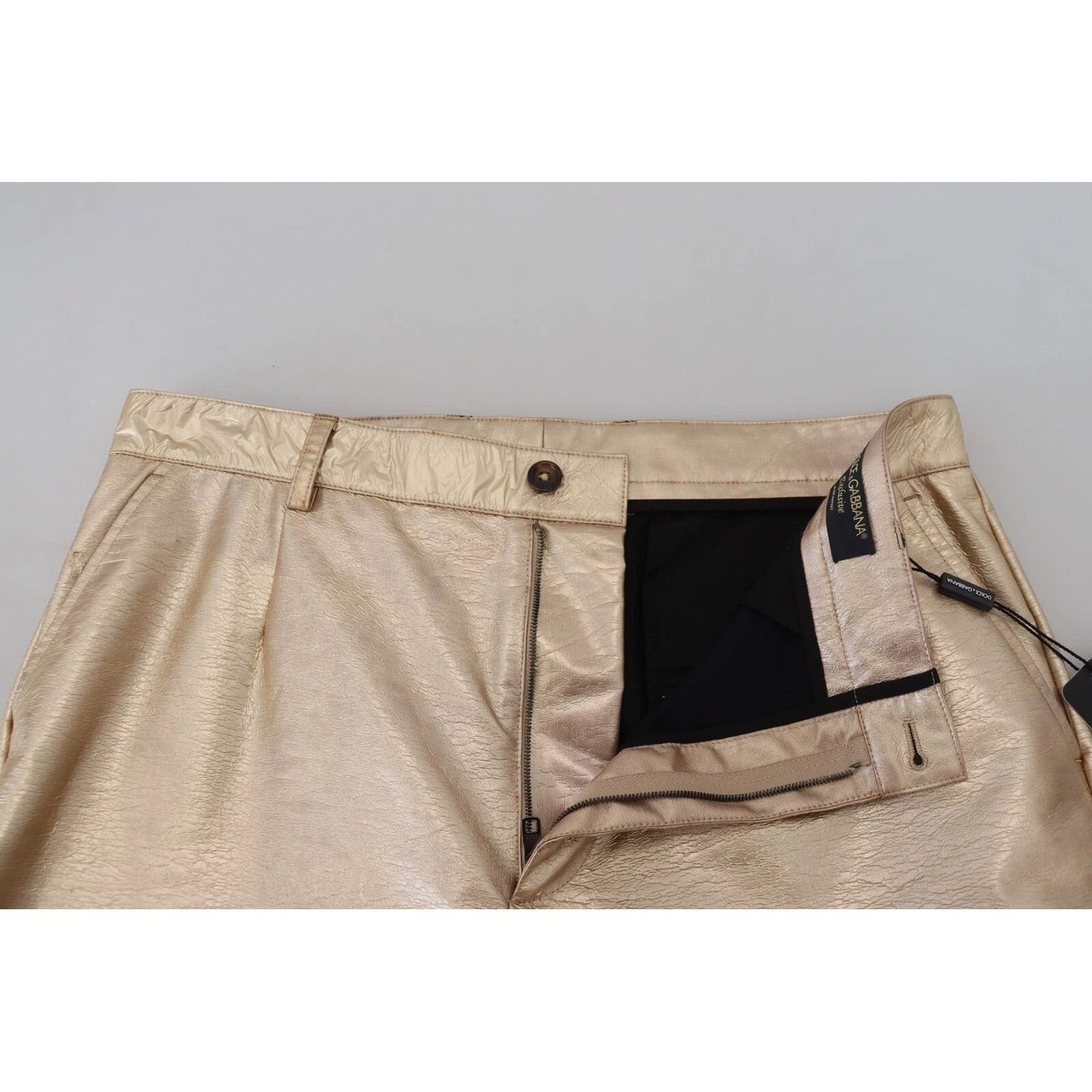 Dolce & Gabbana Metallic Gold Polyester StraightTrouser Pants PAN74390-48