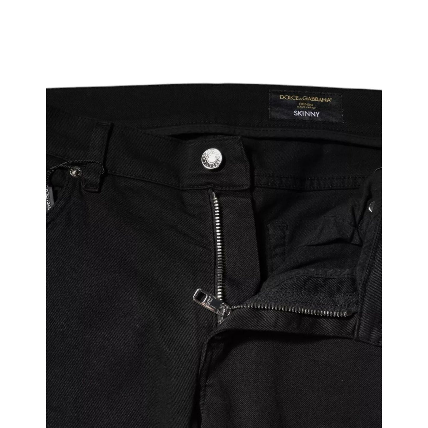 Dolce & Gabbana Black Tattered White Lining Skinny Denim Jeans