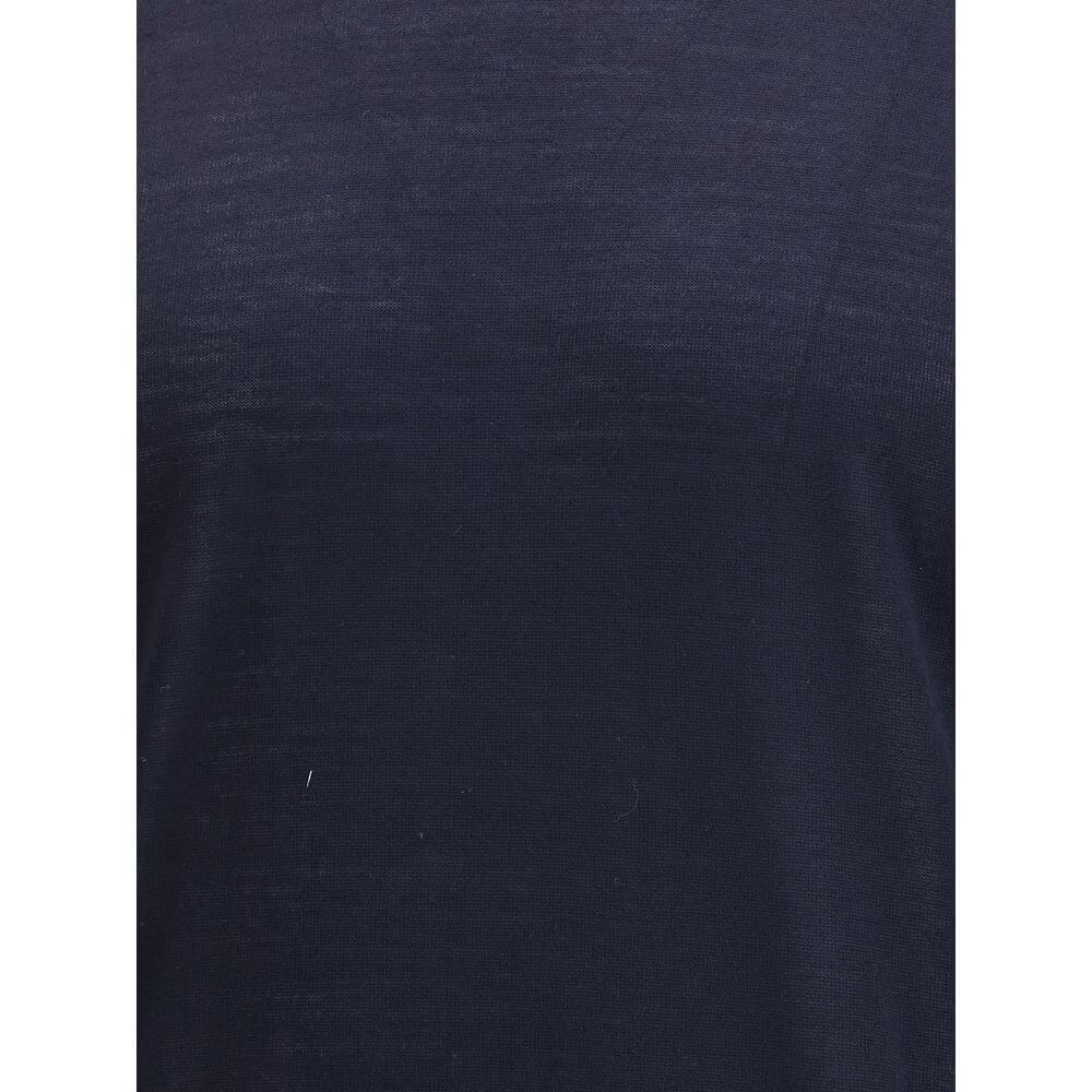 Giorgio Armani Blue Fleece Wool Sweatshirt with ribbed cuffs and hem, elegant design, Italian made, crew neck, AW25 season.