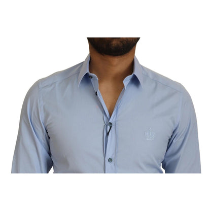 Dolce & Gabbana Light Blue Cotton Slim Fit Dress Shirt