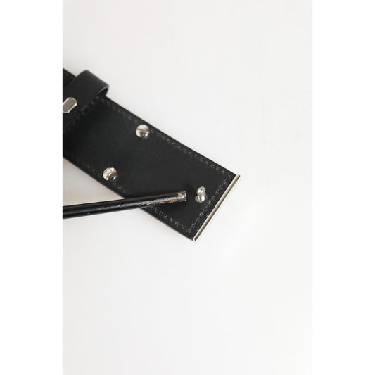 Dolce & Gabbana Black Leather Classic Metal Logo Buckle Belt BEL9603-85