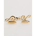 Dolce & Gabbana Gold Musical Note Metal Brass Pin Men Accessory Cufflinks SMY10749