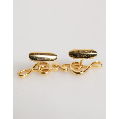 Dolce & Gabbana Gold Musical Note Metal Brass Pin Men Accessory Cufflinks