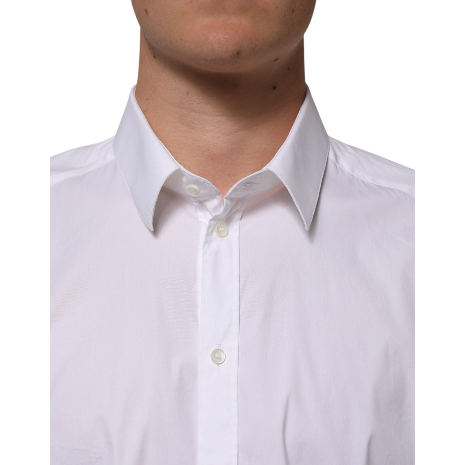 Dolce & Gabbana White Cotton GOLD Long Sleeves Formal Shirt