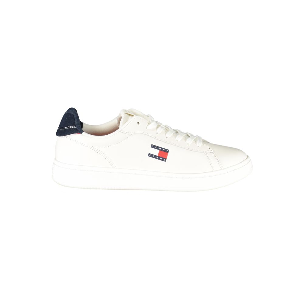 Tommy Hilfiger White Leather Men Sneaker with blue accents and logo