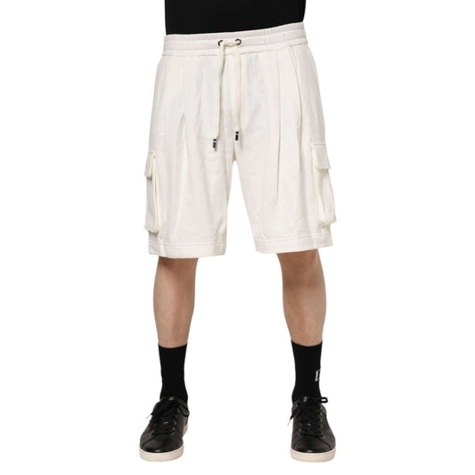 Dolce & Gabbana White Cotton Cargo Bermuda Sweatshorts Shorts PAN76654-46