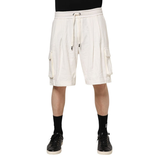 Dolce & Gabbana White Cotton Cargo Bermuda Sweatshorts Shorts PAN76654-46