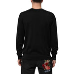Dolce & Gabbana Black Cashmere Cherub Print Baroque Sweater