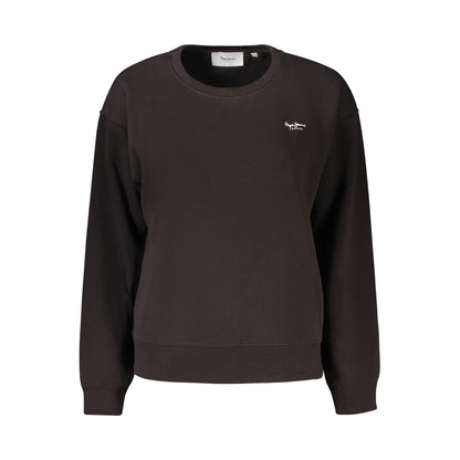 Pepe Jeans Black Cotton Women Sweater with logo, long sleeves, and chic streetwear style design.