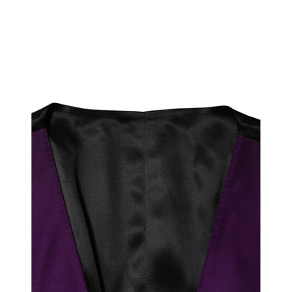 Dolce & Gabbana Purple Wool Dress Formal Waistcoat Vest