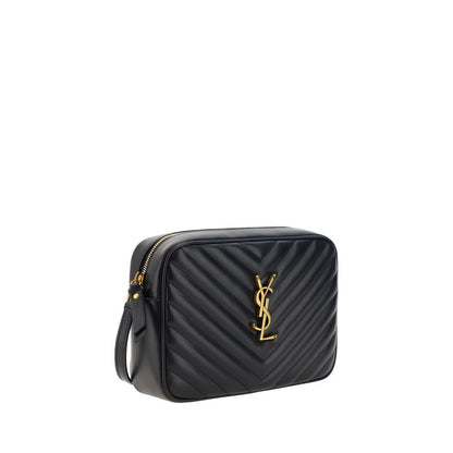 Saint Laurent Black Calf Leather Bos Taurus Shoulder Bag with quilted design and gold logo