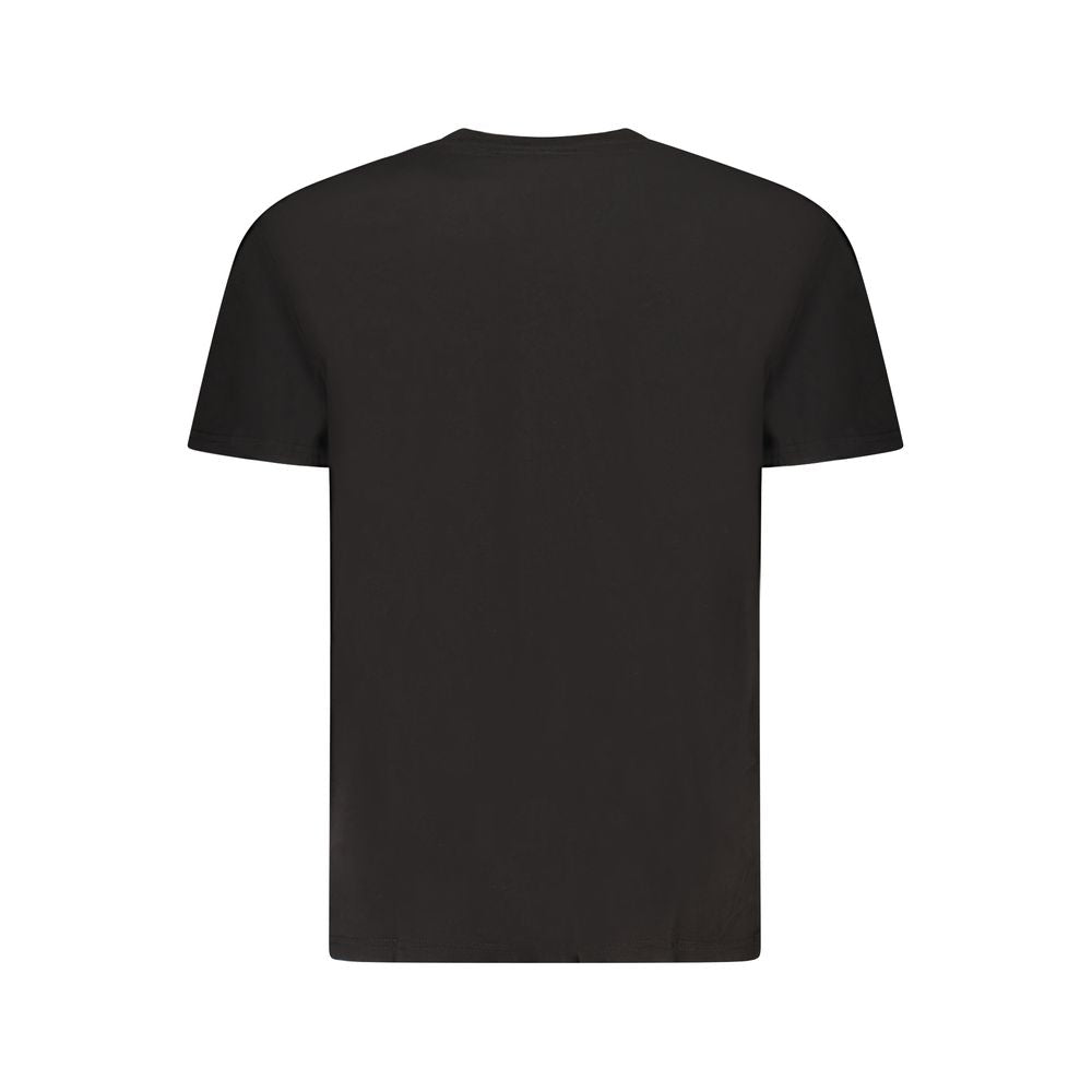 Back view of Tommy Hilfiger Black Cotton Men T-Shirt displaying sleek design.