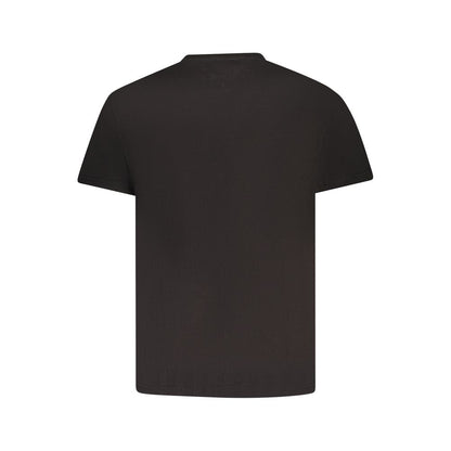 Tommy Hilfiger Black Cotton Men T-Shirt, back view showcasing sleek design and sustainable fabric.