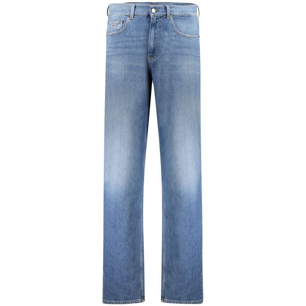 Tommy Hilfiger Blue Cotton Men Jeans with faded style and logo embroidery