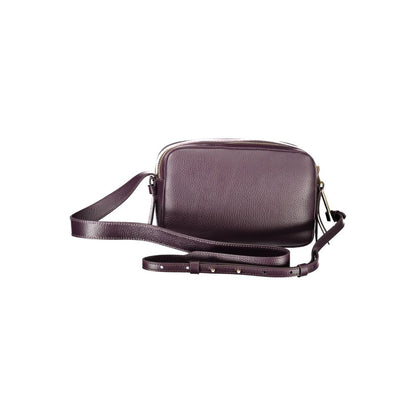 Coccinelle Purple Leather Women Handbag with adjustable strap and dual compartments, showcasing Italian elegance and bold sophistication.