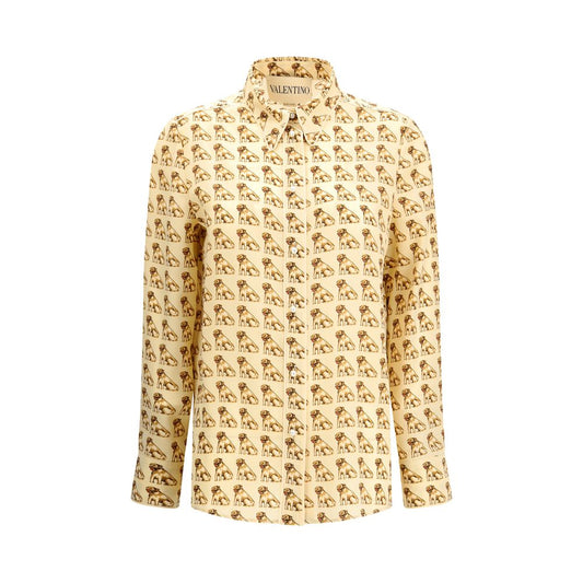Valentino Beige Silk Pattern Shirt