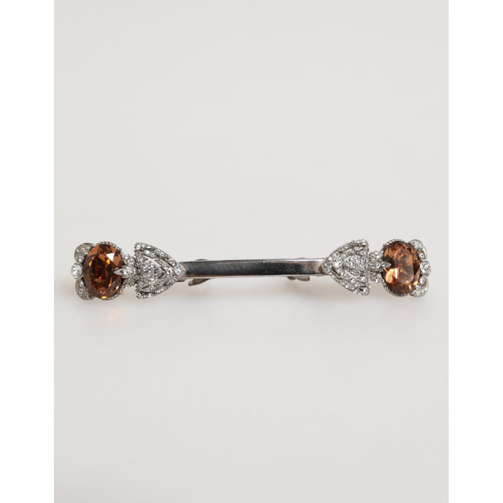 Dolce & Gabbana Lapel Pin 925 Sterling Silver Crystals Accessory Brooch
