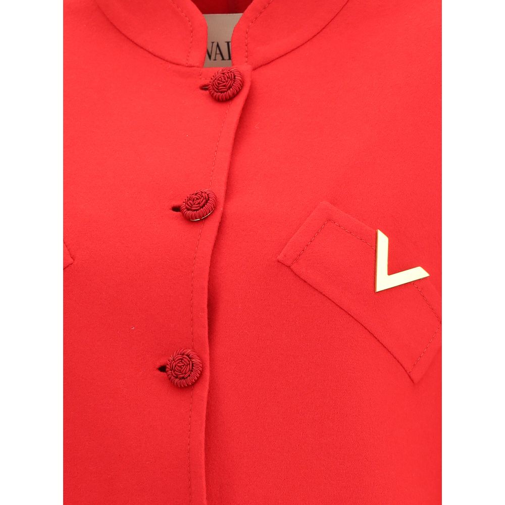 Valentino Red Fleece Wool Coat